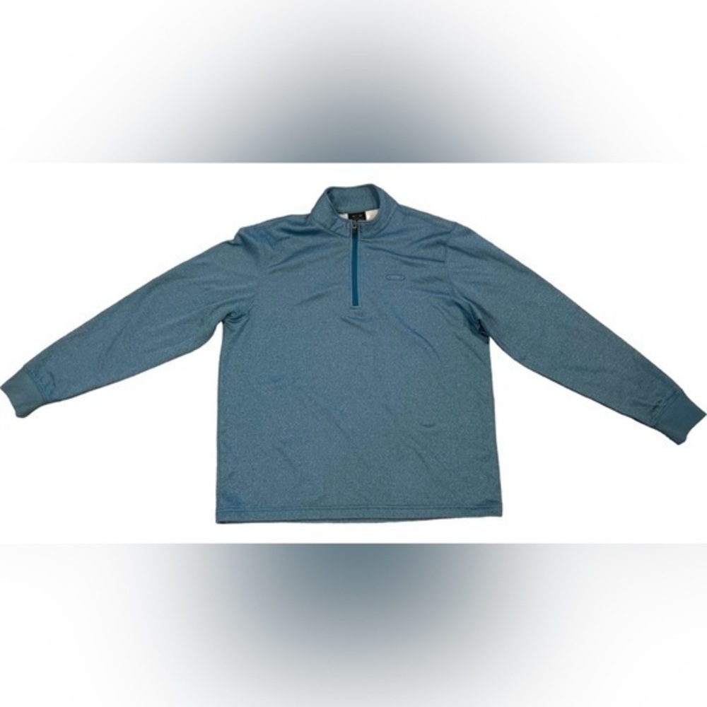 OAKLEY GOLF ZIP PERFORMANCE SWEATER M‎ BLUE HEATHER FLEECE RAYON POLY